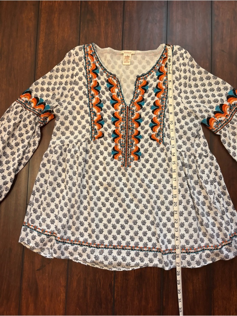 Sundance Embroidered Boho Blouse Medium Flowy Lined Top - Picture 15 of 16